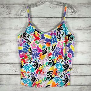 Caribbean Joe Tropical Tiered Tankini Swim Swimwear Bathing Suit Top 16